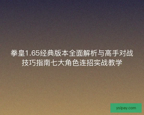 拳皇1.65经典版本全面解析与高手对战技巧指南七大角色连招实战教学