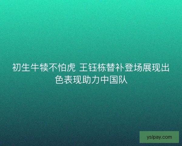 初生牛犊不怕虎 王钰栋替补登场展现出色表现助力中国队