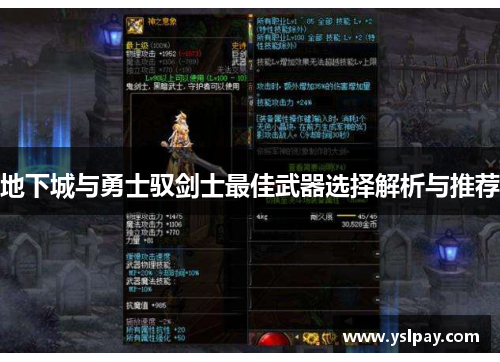 地下城与勇士驭剑士最佳武器选择解析与推荐